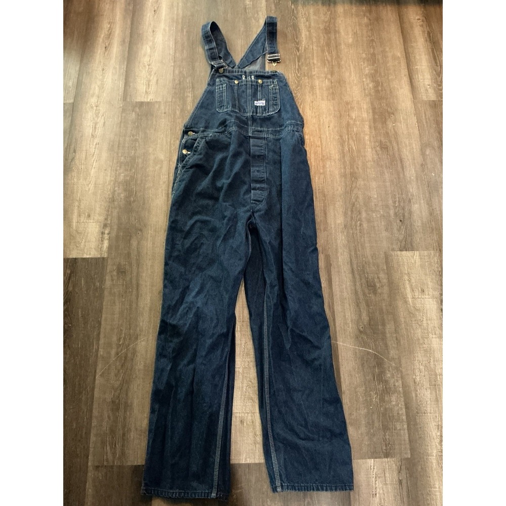 Big Smith Bib Overalls Size 42x32 Carpenter Farm Denim Blue Men's
